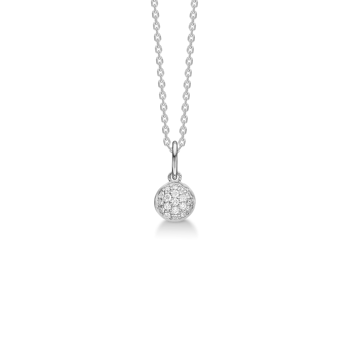 Mads Z Dome Silver Necklace with White Topaser