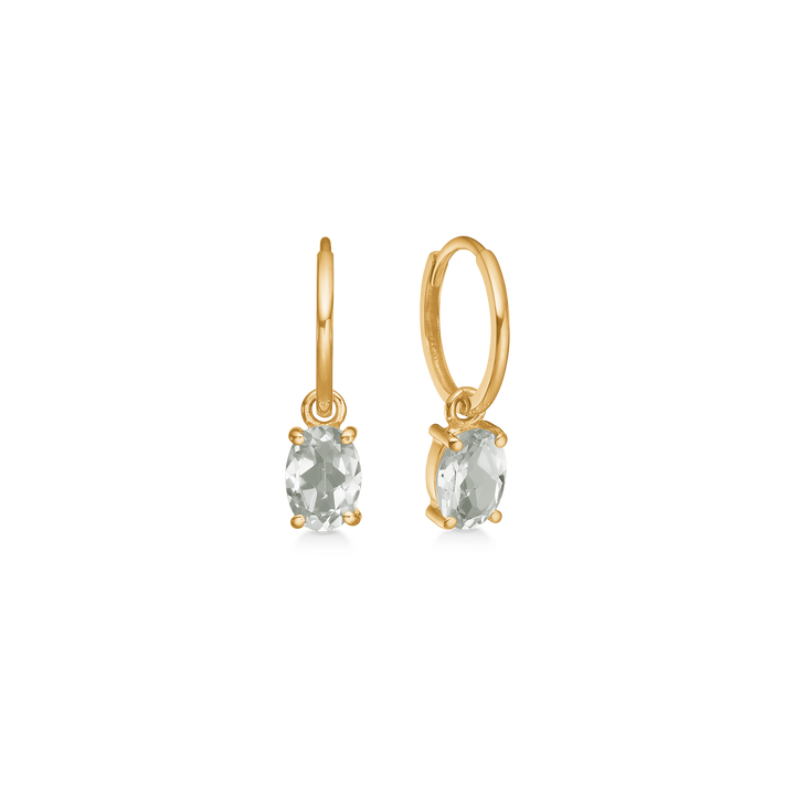 Mads z nia 8kt gold creoles with green amethyst