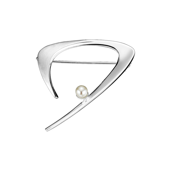 Lund Copenhagen Silver Brooch With Pearl