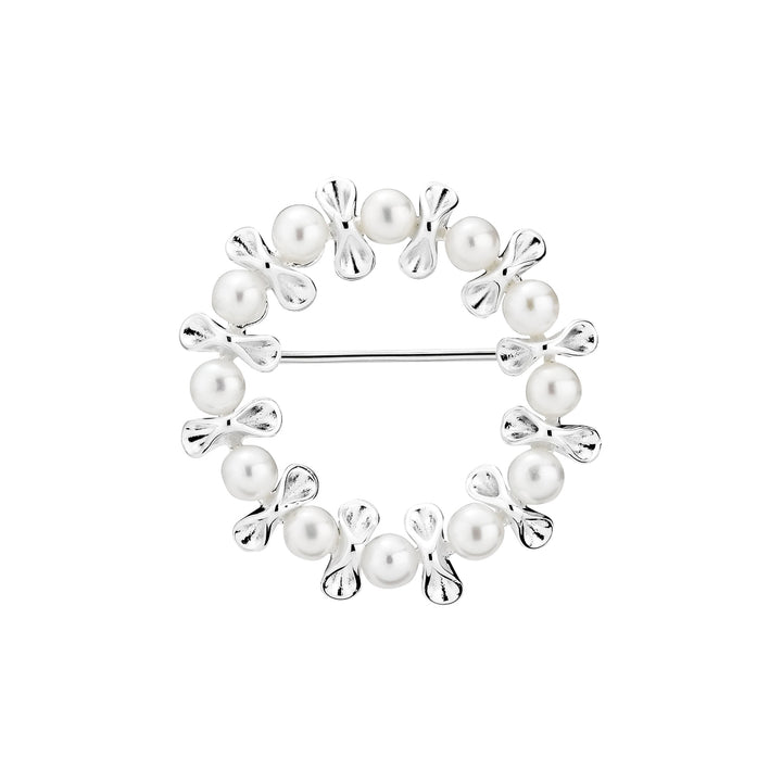 Lund Copenhagen Silver Brooch With Pearls