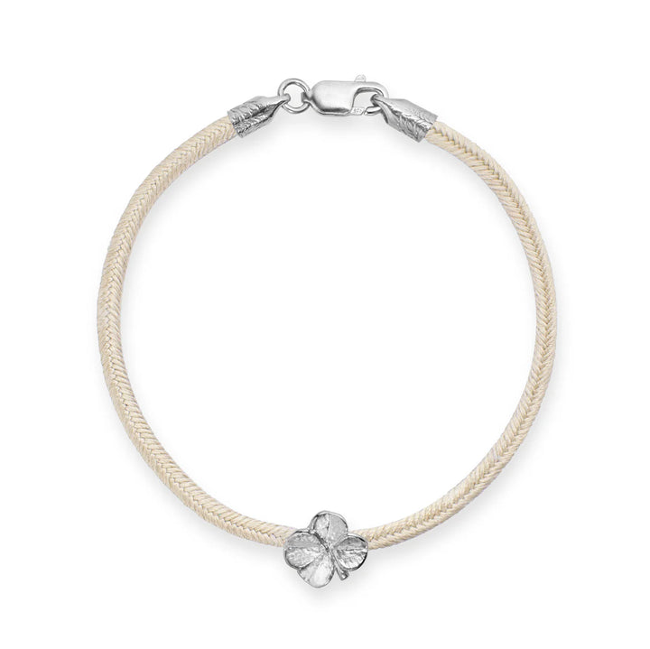 Flora Danica Four Leaf Clover Silk Bracelet Champagne - Silver