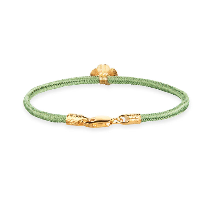 Flora Danica Four Leaf Clover Silk Bracelet Light Green - Gold Plated