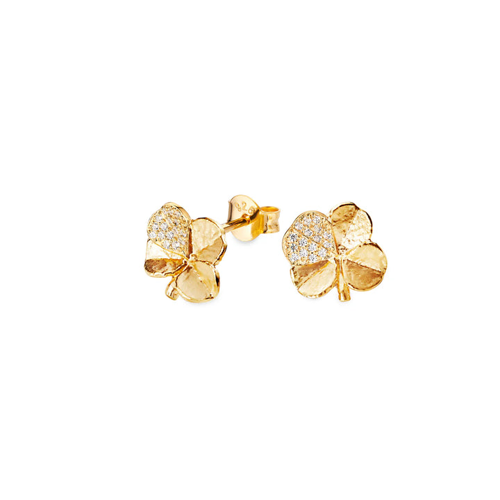 Flora Danica Four Leaf Clover Earrings Pope Gold Plated