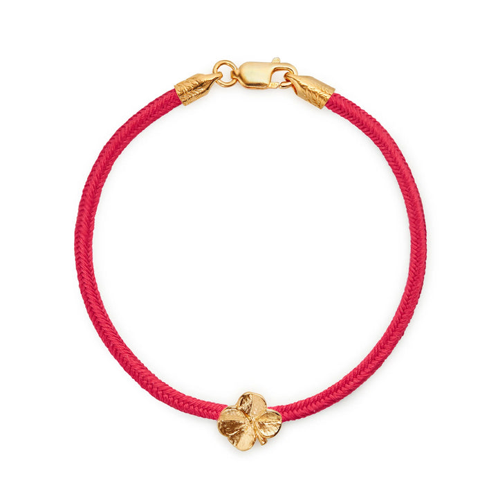 Flora Danica Four Leaf Clover Silk Bracelet Coral Red