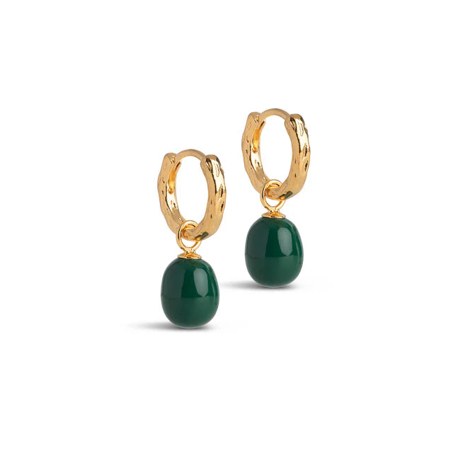 Enamel Significant Hoops Petrol Green in gilded