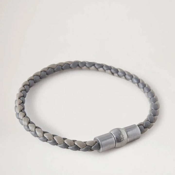 Mulberry Iris Unisex Woven Leather Bracelet Charcoal/Solid Gray