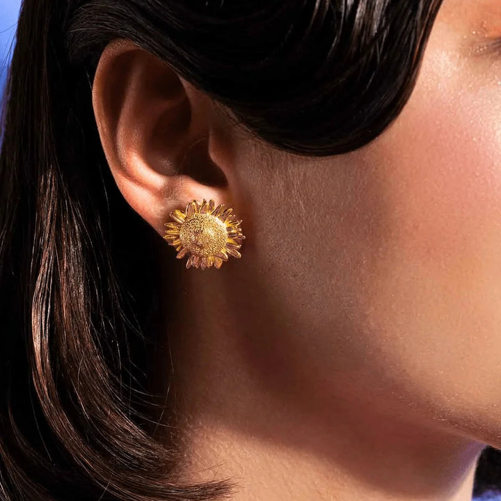 Vincent Mock Meadow Sunflower Earrings Golded