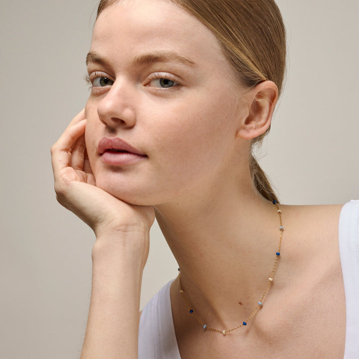 Enamel Lola Bold Necklace - Marine in Gold plated Silver