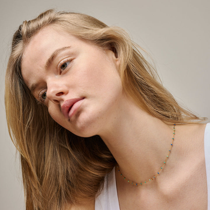 Enamel Lola necklace atlantic in gilded silver