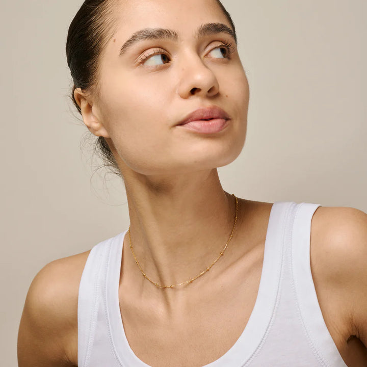 Enamel Beaded chain necklace in gilded silver