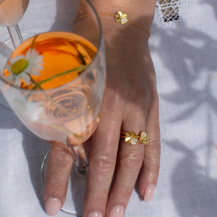 Flora Danica Four-leaf Clover Ring Pope Gold Plated