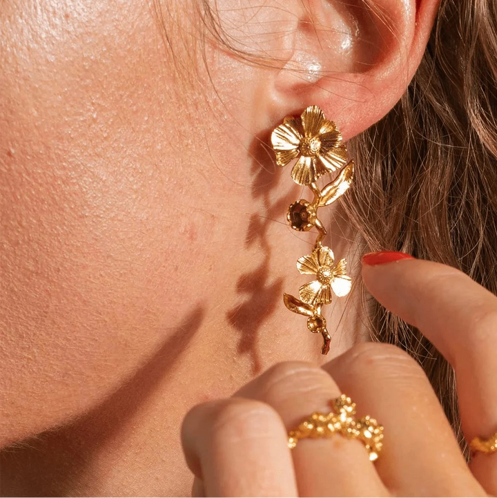 Vincent Wildflower Unfurl Gold Plated Earrings