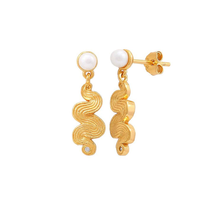 Hultquist Copenhagen Audrey Pearl Forgyldte Ørestikker - Øreringe - S08586G