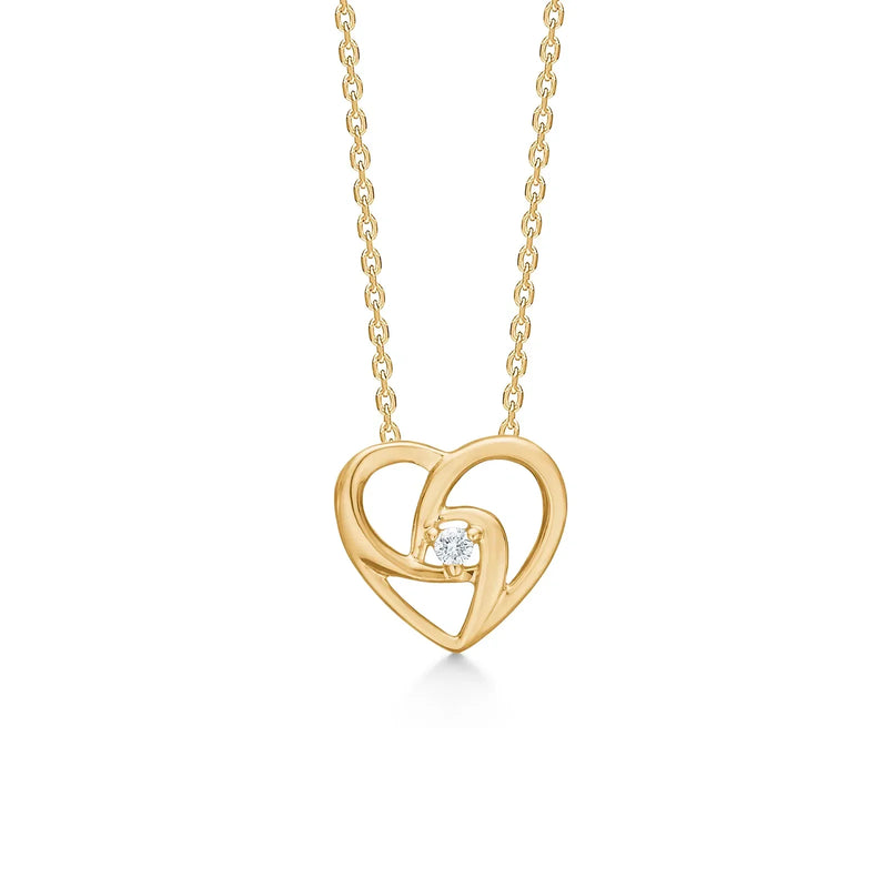 Mads Z Necklace - Heart pendant in 14kt gold with 0.030 ct diamond