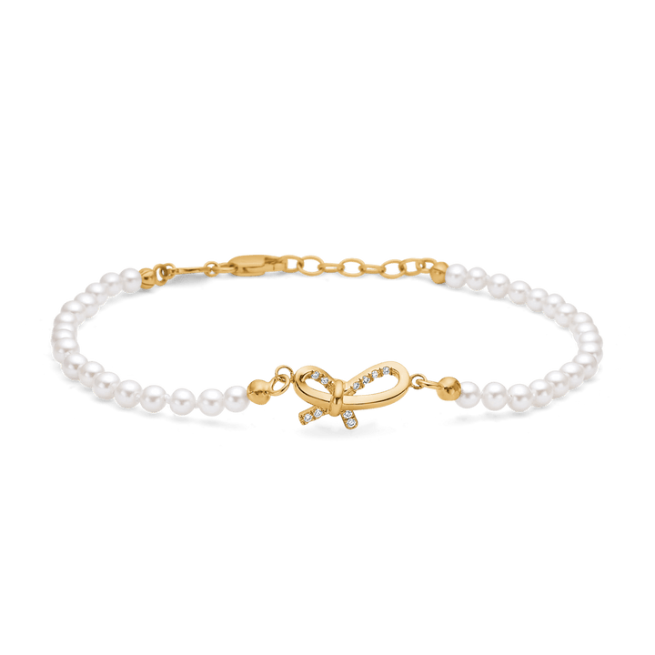 Mads Z Miss Butterfly Sløjfe Perlearmbånd - Guld & Diamanter - Armbånd - 1553030