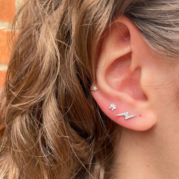 MARIA TASH 11mm Diamond Lightning Bolt Threaded Stud Hvidguld - Øreringe - XLBD-WG-W11M-001