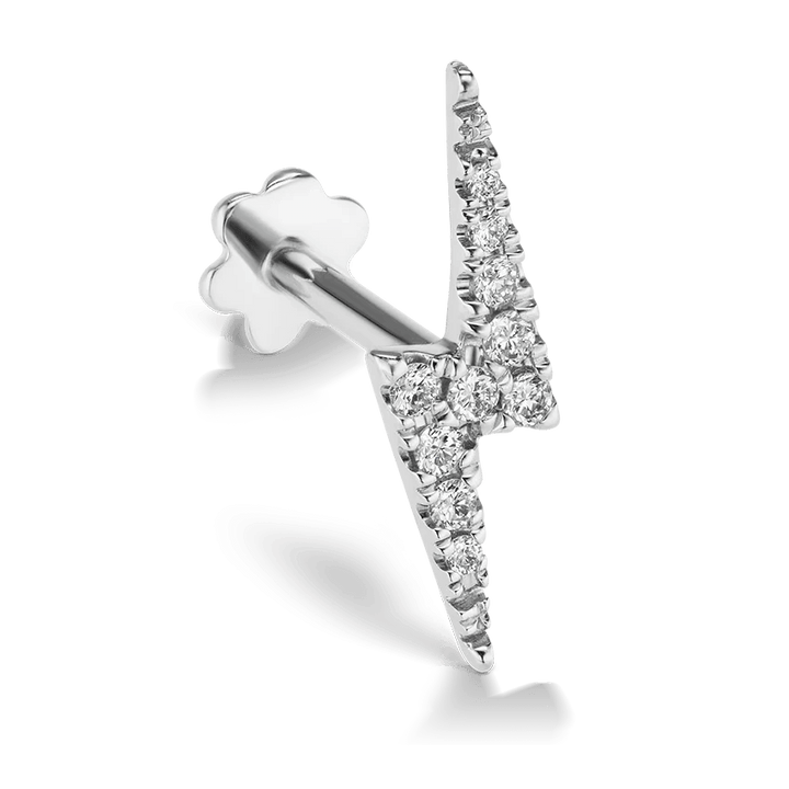MARIA TASH 11mm Diamond Lightning Bolt Threaded Stud Hvidguld - Øreringe - XLBD-WG-W11M-001