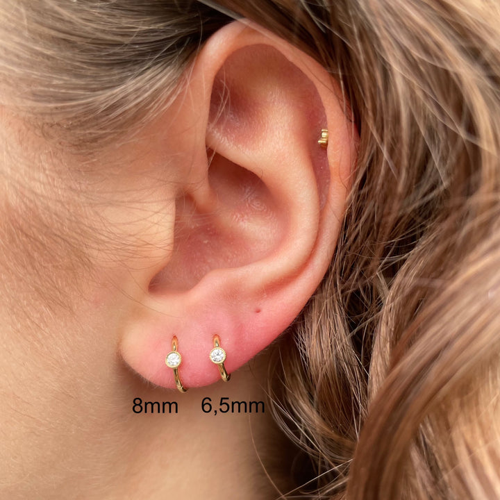 MARIA TASH 6.5mm Scalloped Diamond Clicker 18Kt guld - Øreringe - XRSC65D