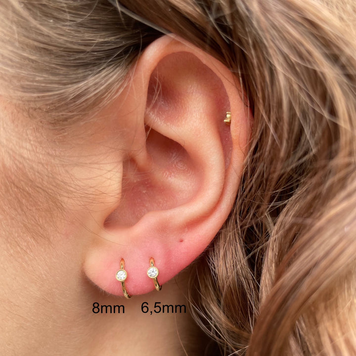 MARIA TASH 8mm Scalloped Diamond Hoop Clicker - Øreringe - XRSCD-YG-D8