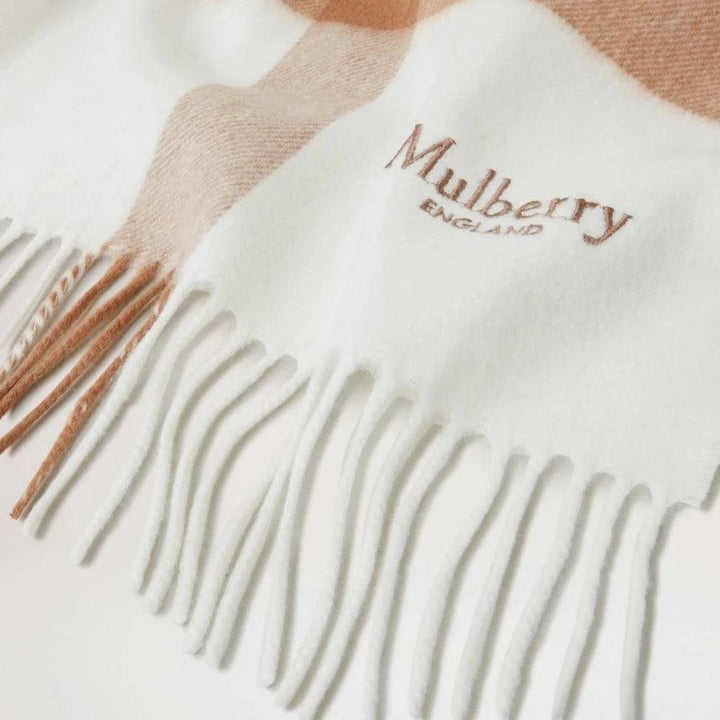 Mulberry Large Check Merino Wool Scarf Maple-White - Tørklæder - VS4295/889E640