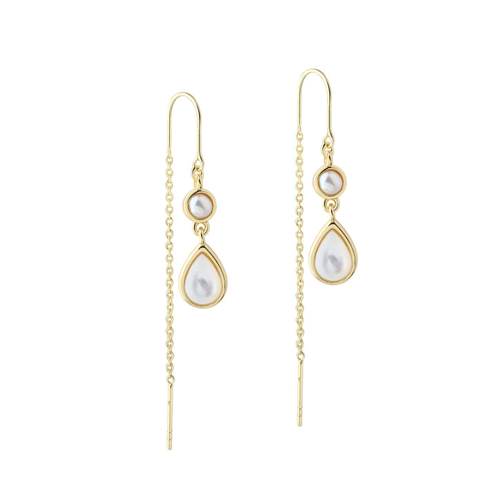 Aqua Dulce Celestia Pearl Drop Earrings In Gold Plated Silver