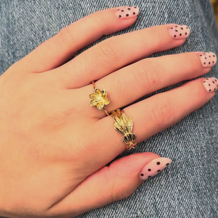 Mads z pearlily 14kt gold ring with pearl