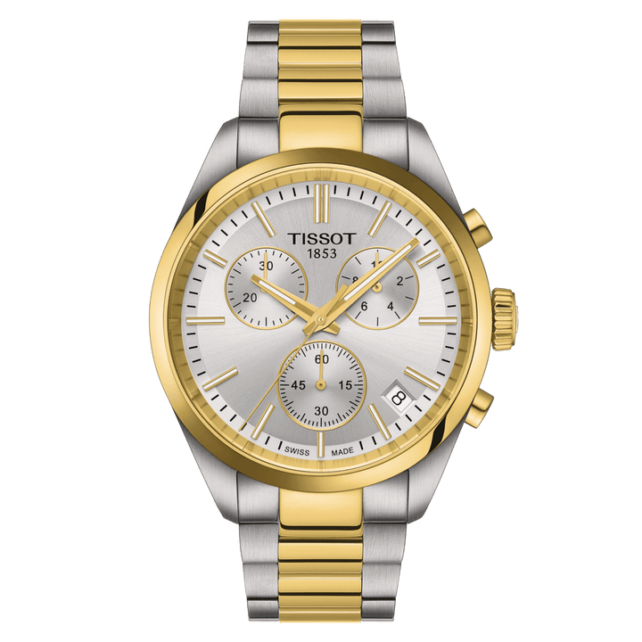 TISSOT PR 100 CHRONOGRAPH PVD MED SØLV URSKIVE - Herreur - T1504172203100