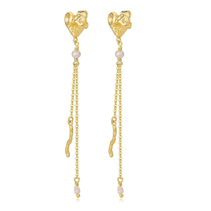 Wioga Cathrine Forgyldte Hjerte Øreringe - Øreringe - E-8802-GP