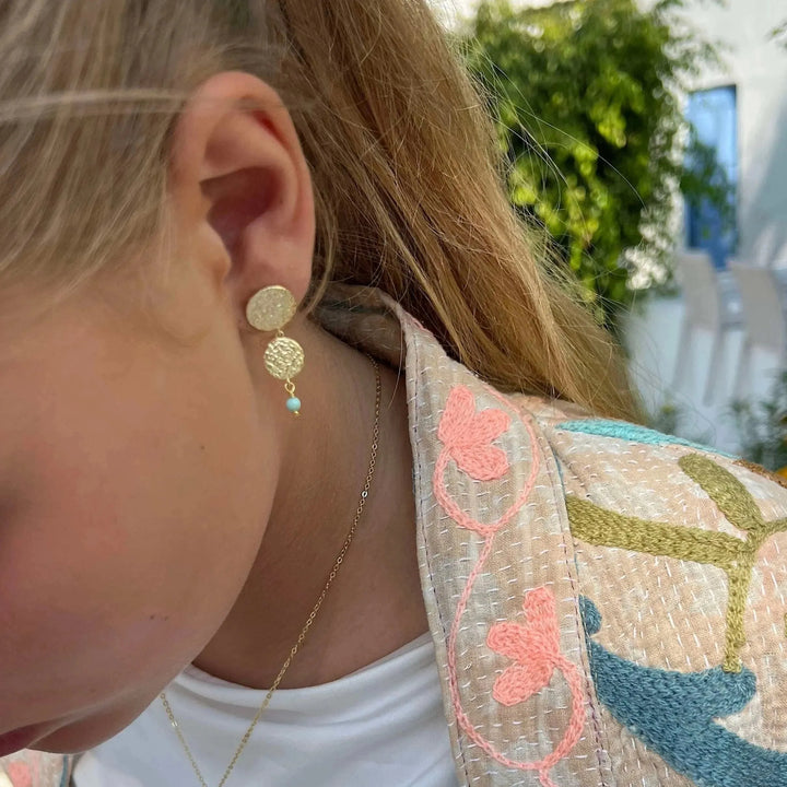 Wioga Sisse-Marie Øreringem Blå Lapis Perler - Øreringe - E-8804-GP