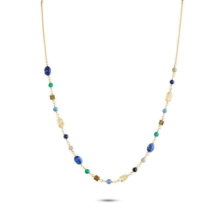 Carré halskæde i forgyldt sølv med ægte sten - Halskæde - FC4262-KYLBGRCI