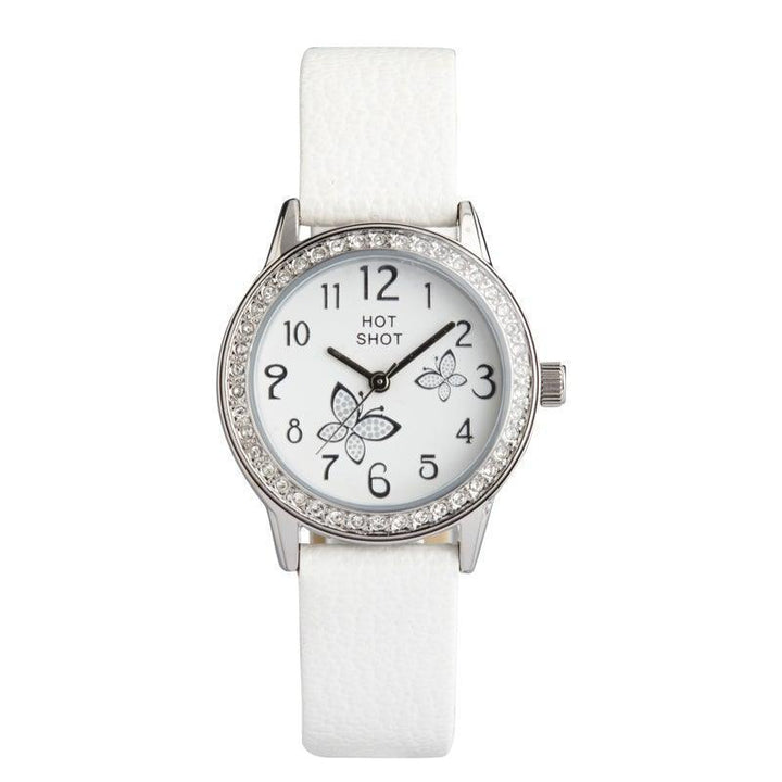 Hot Shot Børneur - Hvid Urskive Med Sommerfugle - Børneure - 1878/1