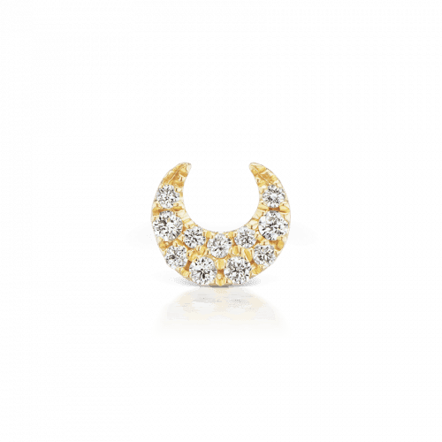 MARIA TASH Small Diamond Moon Threaded Stud 18k - Øreringe - XMNSPAD-001