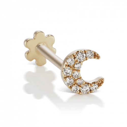 MARIA TASH Small Diamond Moon Threaded Stud 18k - Øreringe - XMNSPAD-001