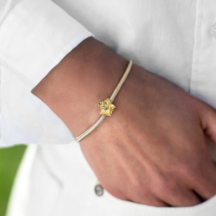 Flora Danica Forget-Me-Not Flower Silk Bracelet Champagne Gold-Plated 