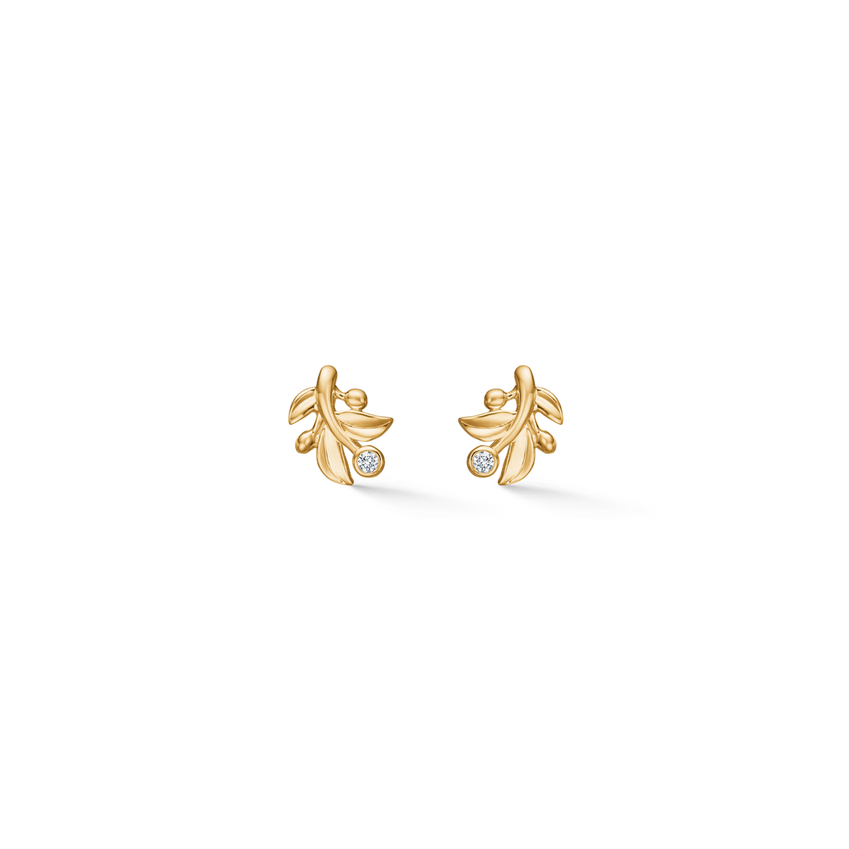 Mads Z Olive Love Earrings in 14 kt. gold with Diamonds 