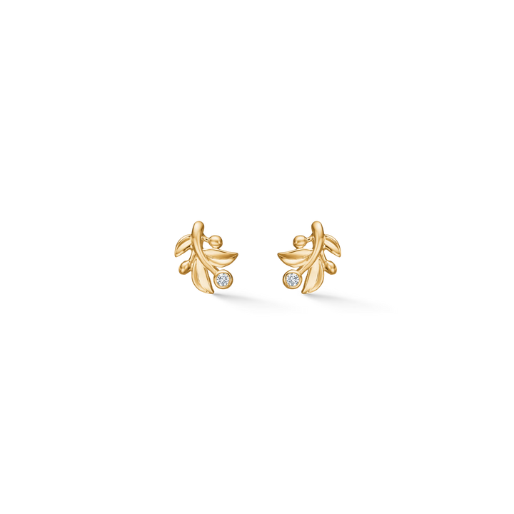 Mads Z Olive Love Earrings in 14 kt. gold with Diamonds 