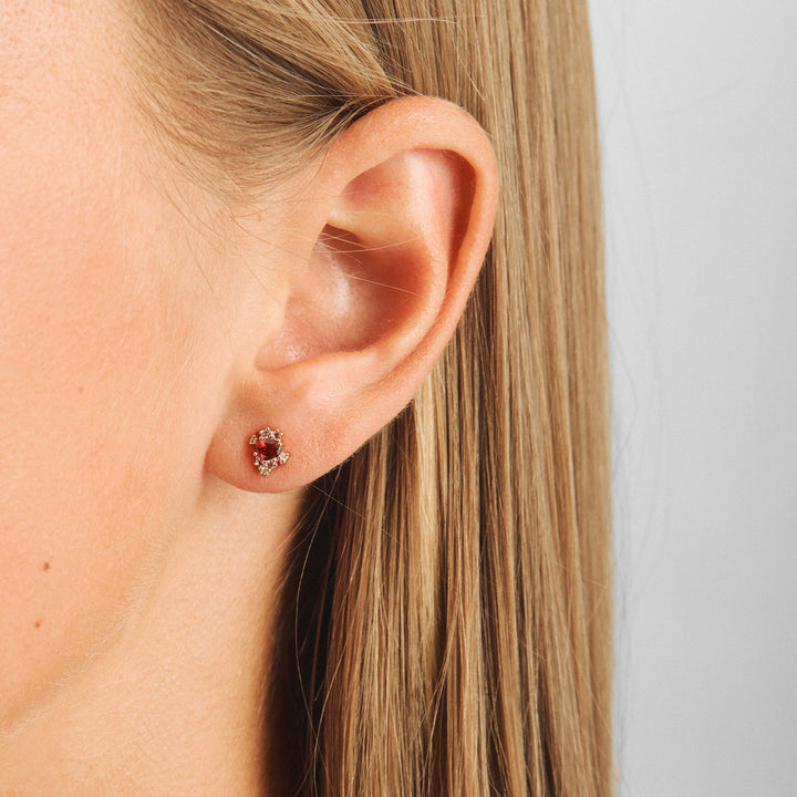 Mads Z Four Seasons Autumn Petite Ruby Earrings in 14 kt. Gold 