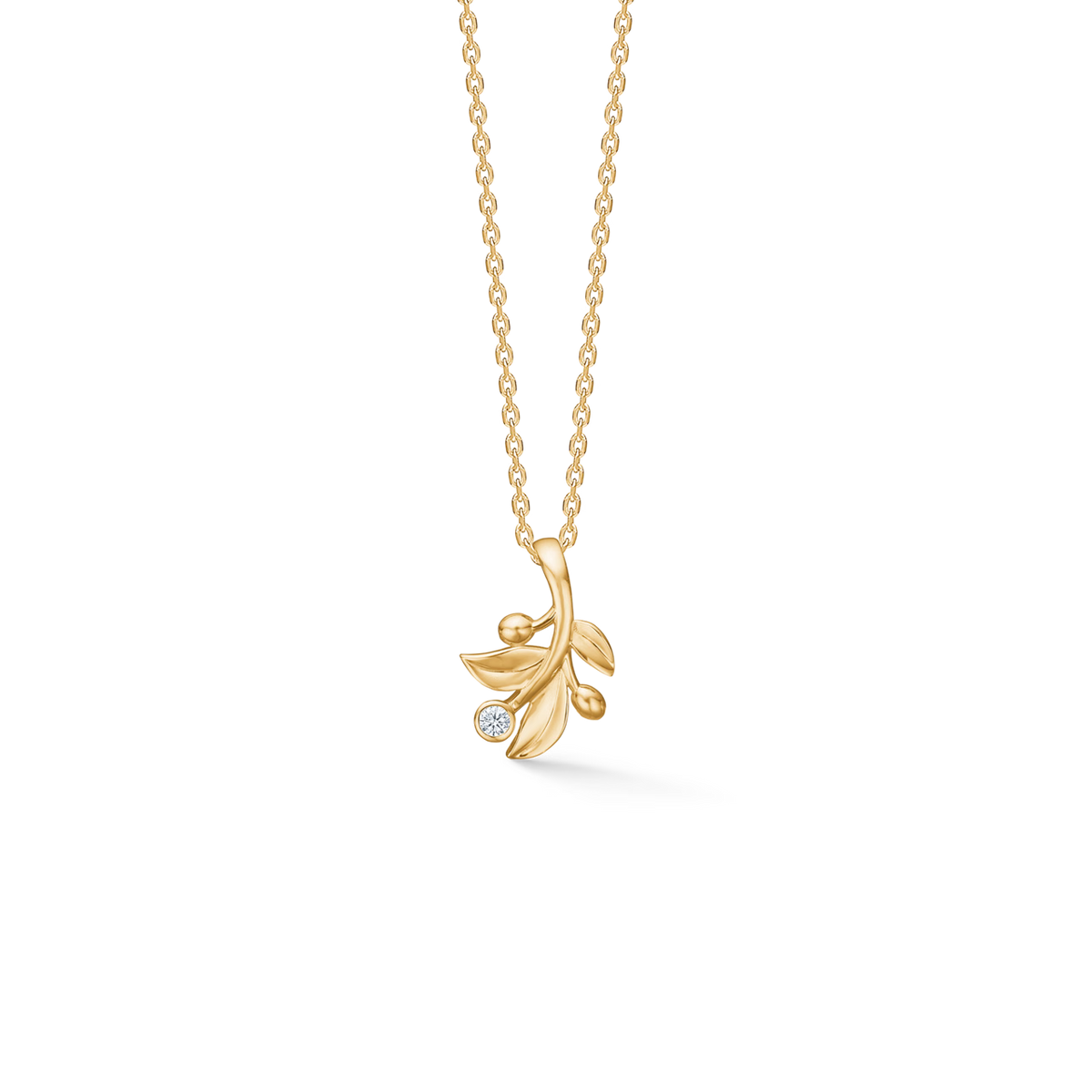 Mads Z Olive Love Pendant in 14 kt. Gold with Diamond 