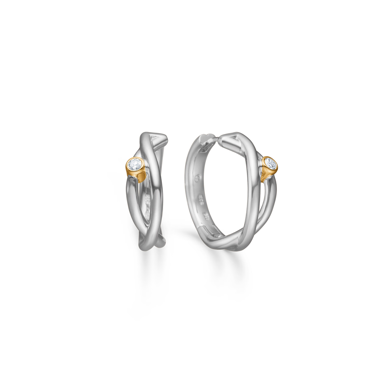Mads Z Silver Astrid Hoop Earrings with 8kt Gold 