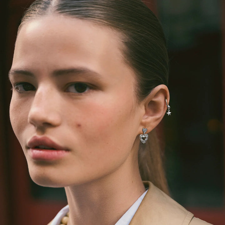Maanesten Martha Silver Heart Hoop Earrings 