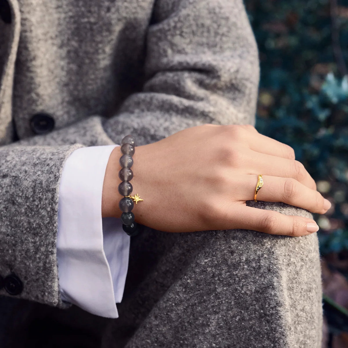 Maanesten Elio Gold-Plated Bracelet with Grey Agate – 8707A
