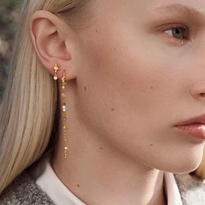 Maanesten Asya Gold-Plated Dangle Earrings with Pearls and Stones – product image 2