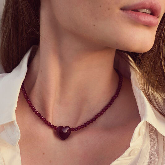 Maroon Heart Necklace Valentines 2026