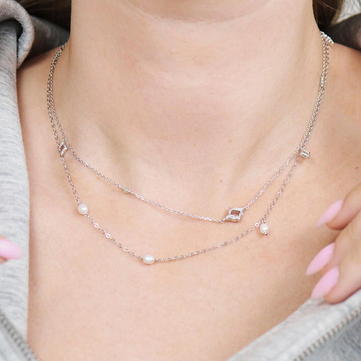 Studio Z Trace Pearl Necklace – Silver Necklace with Pearls 
