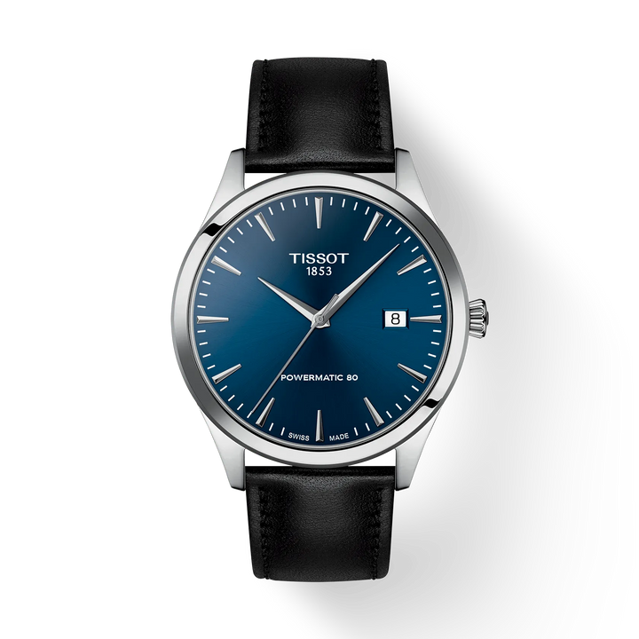 TISSOT CLASSIC DREAM POWERMATIC 80 LEATHER STRAP / BLUE DIAL