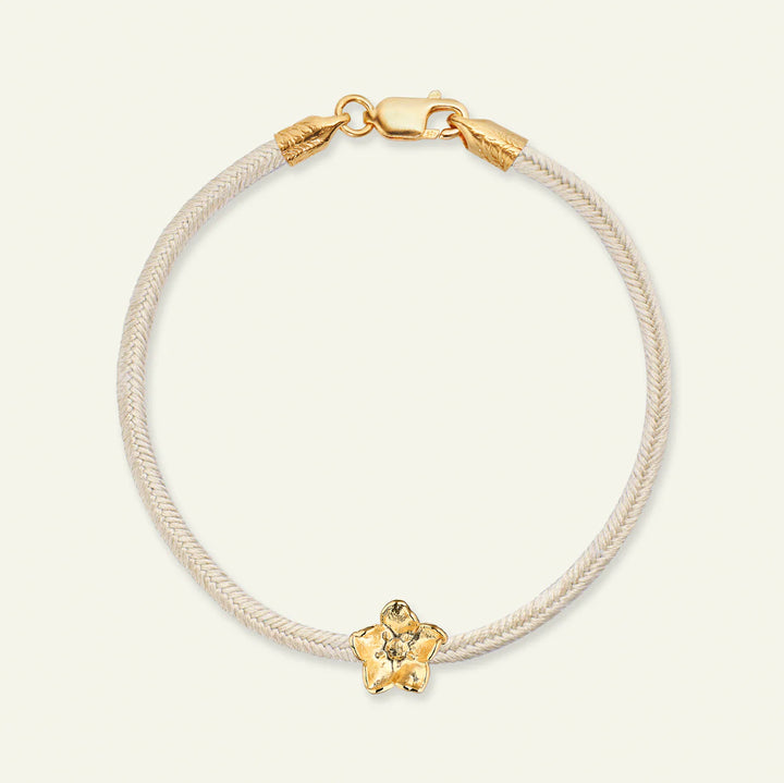 Flora Danica Forget-Me-Not Flower Silk Bracelet Champagne Gold-Plated 