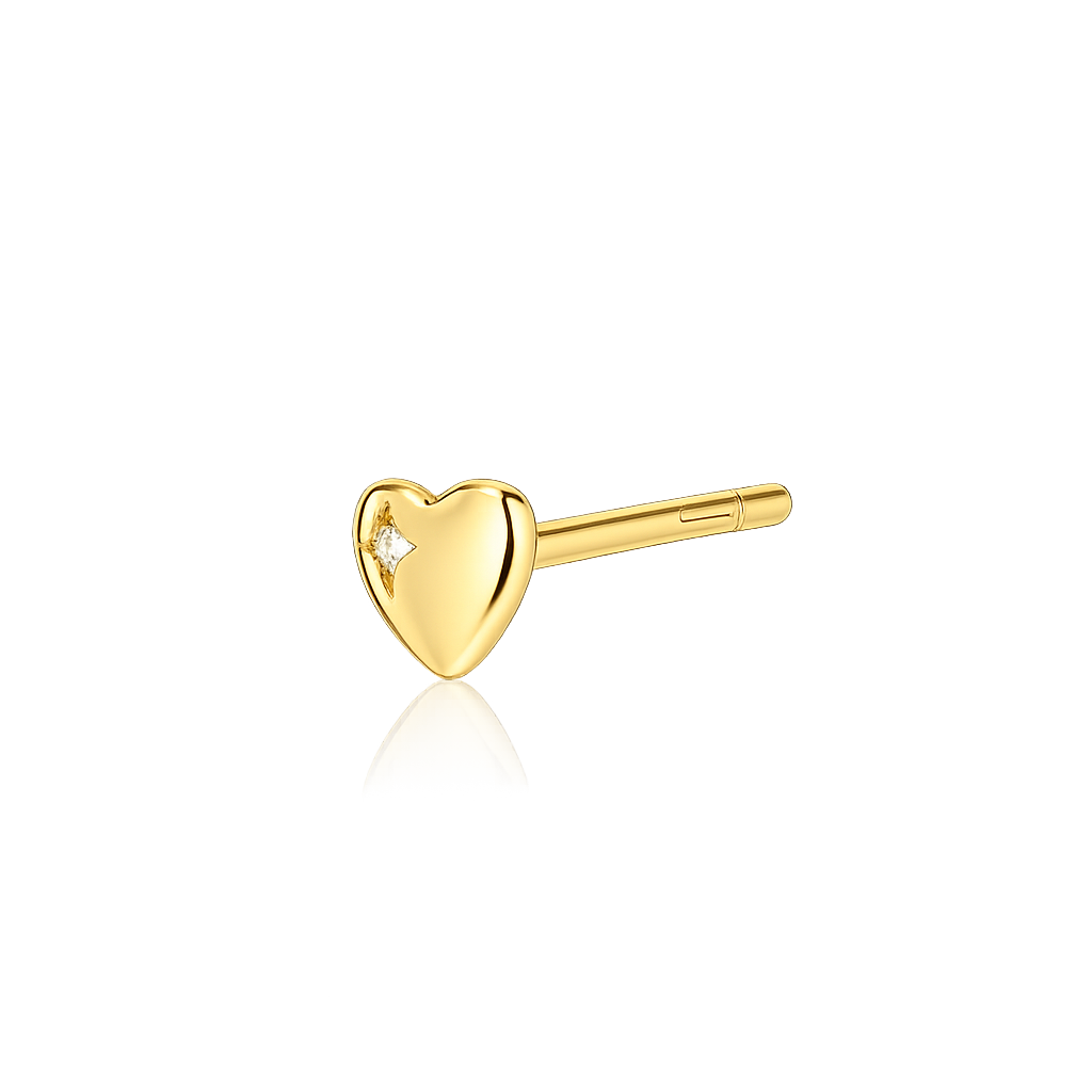 Alura Copenhagen Gaia Single Earring – Gold-Plated Heart Earring with Zirconia 