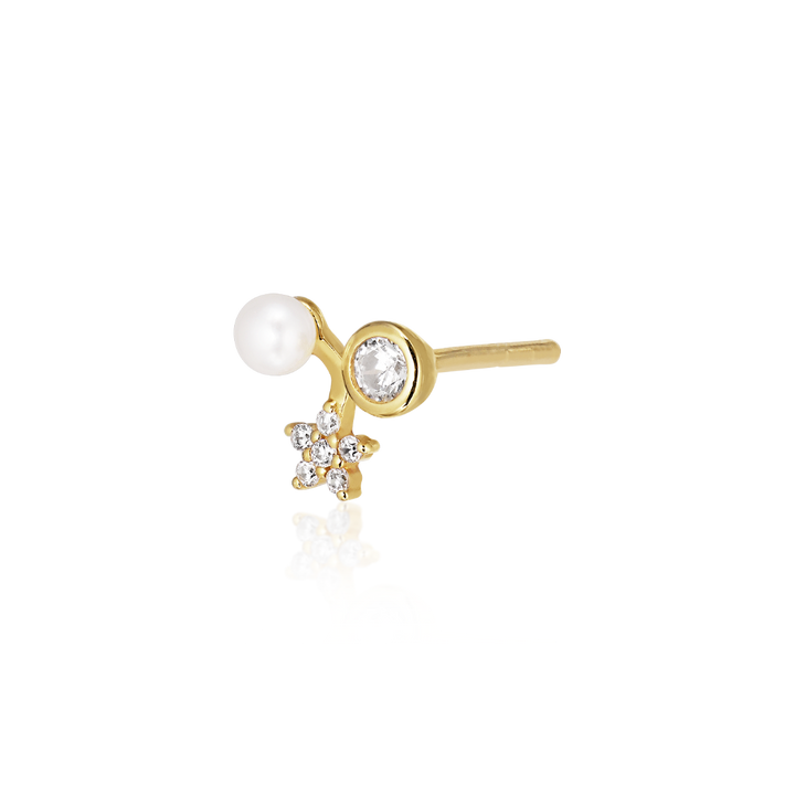 Alura Eclipse Single Earring with Pearl & Zirconia