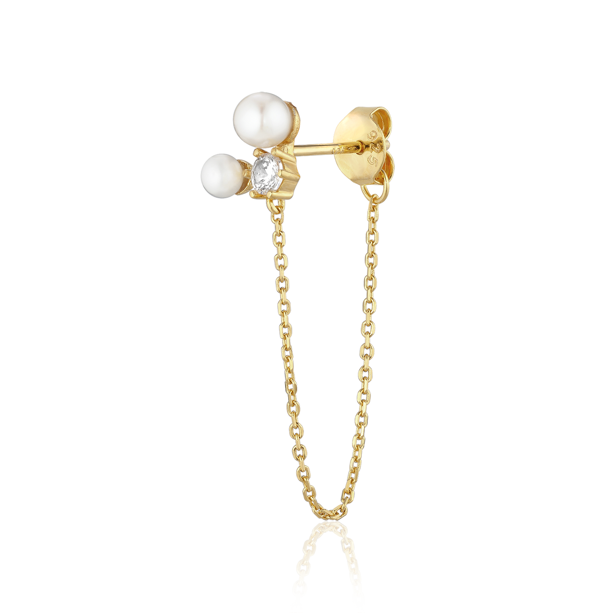 Alura Copenhagen Eclipse Single Earring – Gold-plated with Freshwater Pearls & Cubic Zirconia 
