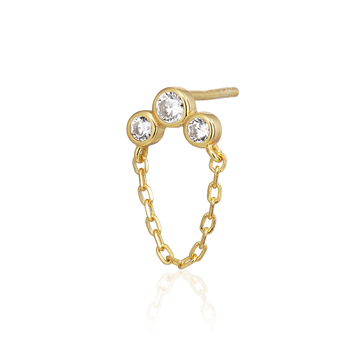 Alura Copenhagen Eclipse Single Earring – Gold-Plated with Double Chain & Zirconia 